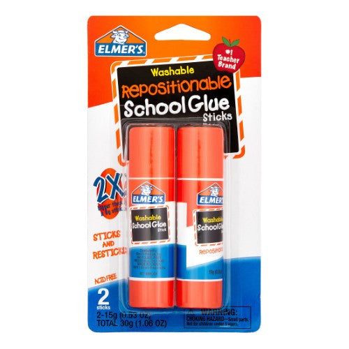 REPOSITIONABLE SCHOOL GLUE STICK 2CT 0.53OZ