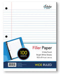 Filler Paper Wide Ruled 10.5" x 8" Pkg. 100