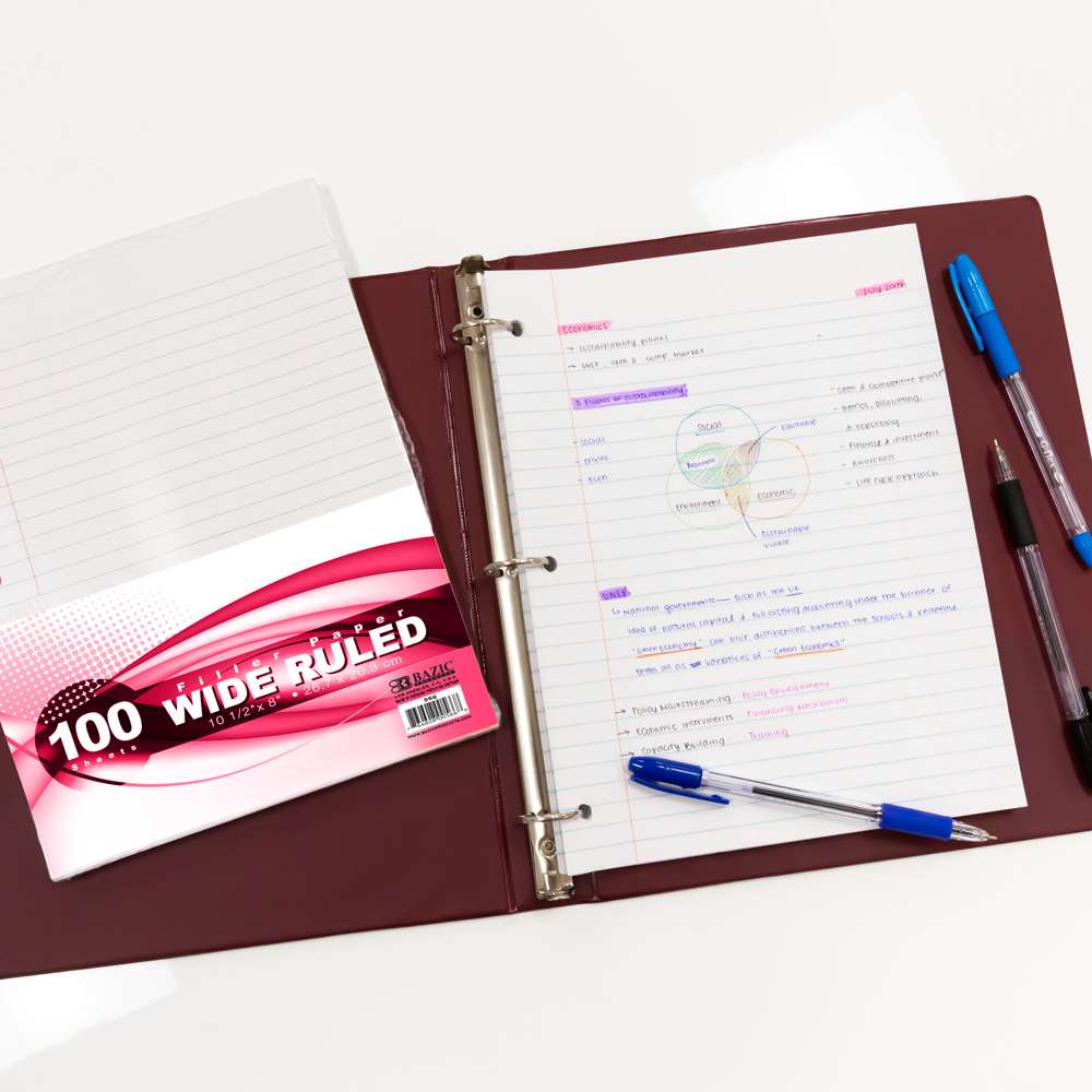 FILLER PAPER WIDE RULED 100 SHEET